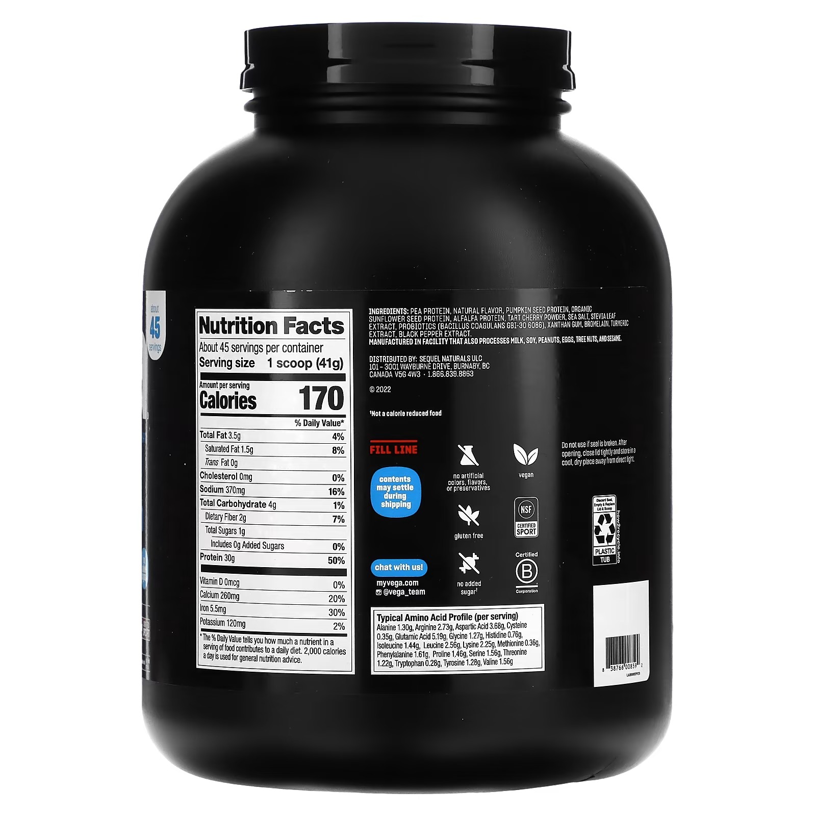 Vega, Sport, Plant-Based Premium Protein Powder, Vanilla, 4 lb 1.8 oz (1.86 kg)_1