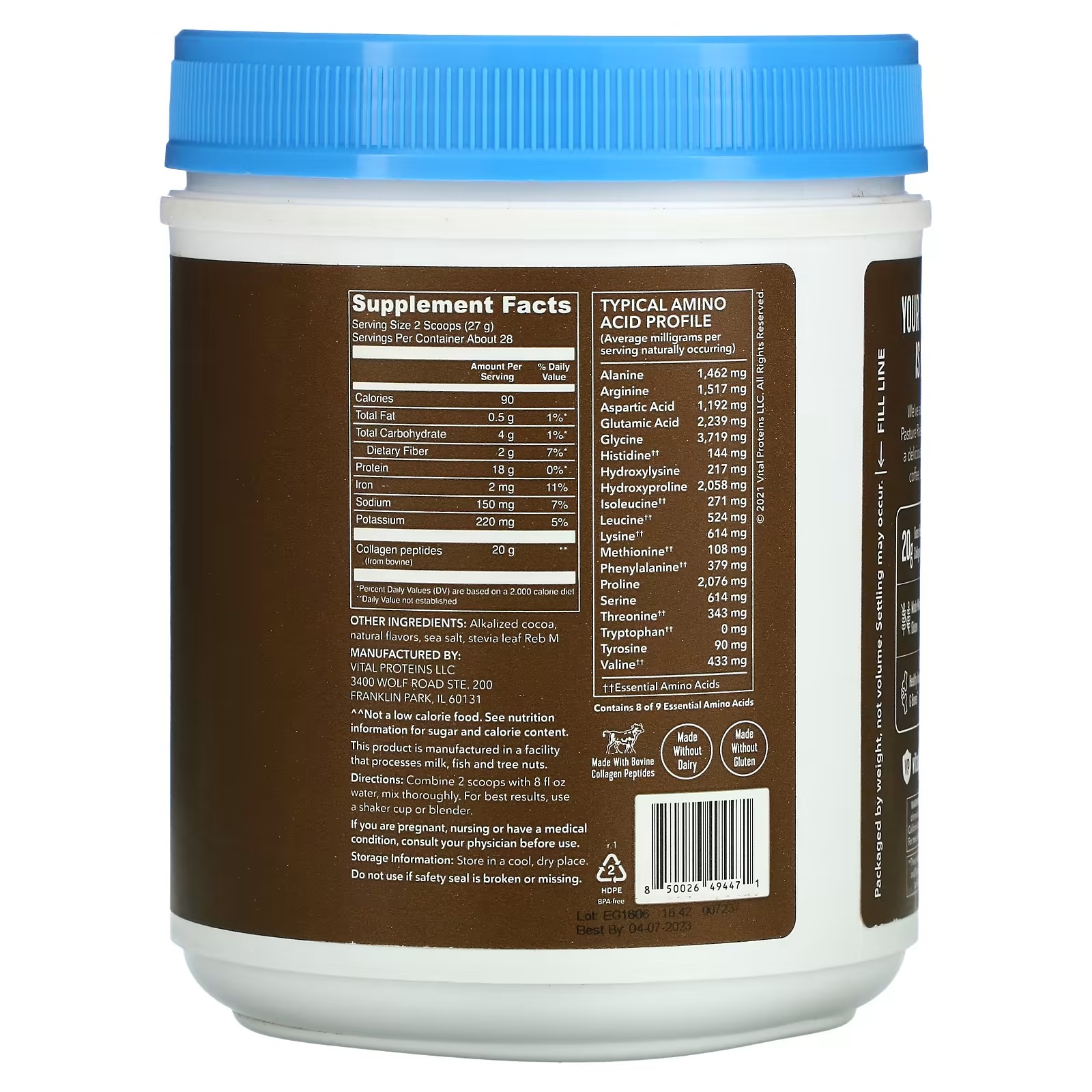 Vital Proteins, Collagen Peptides, Chocolate, 26.8 oz (761 g)1